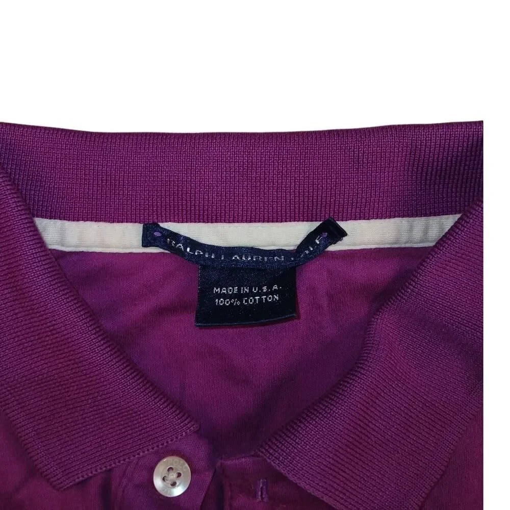RALPH LAUREN Boys Classic Fit Purple 2 Button Polo Shirt - Size: Large